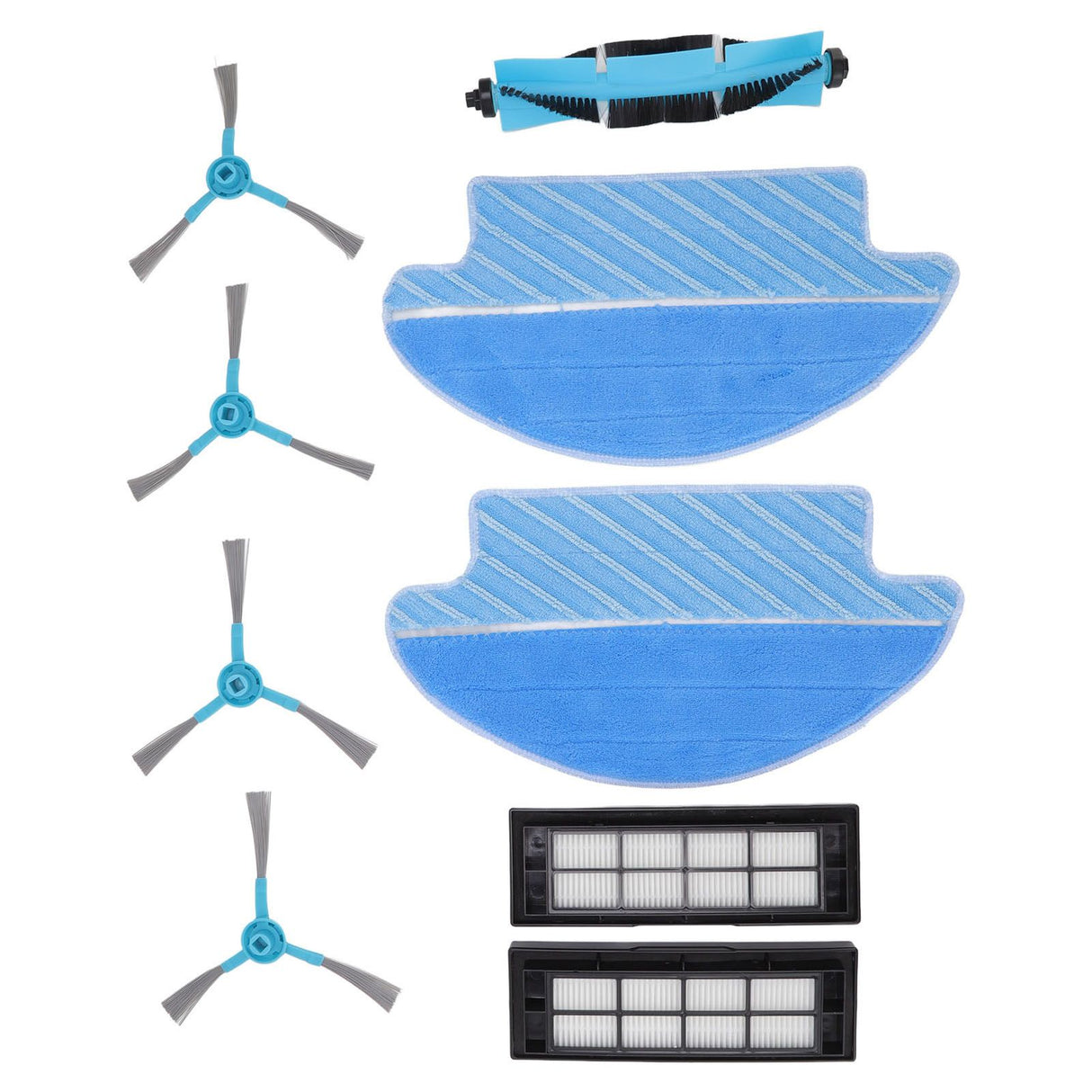 9 Pcs Vacuum Parts Replacement Main Brush Side Brush Filter Mop Vacuum Cleaner Accessories Kit for Conga 3090