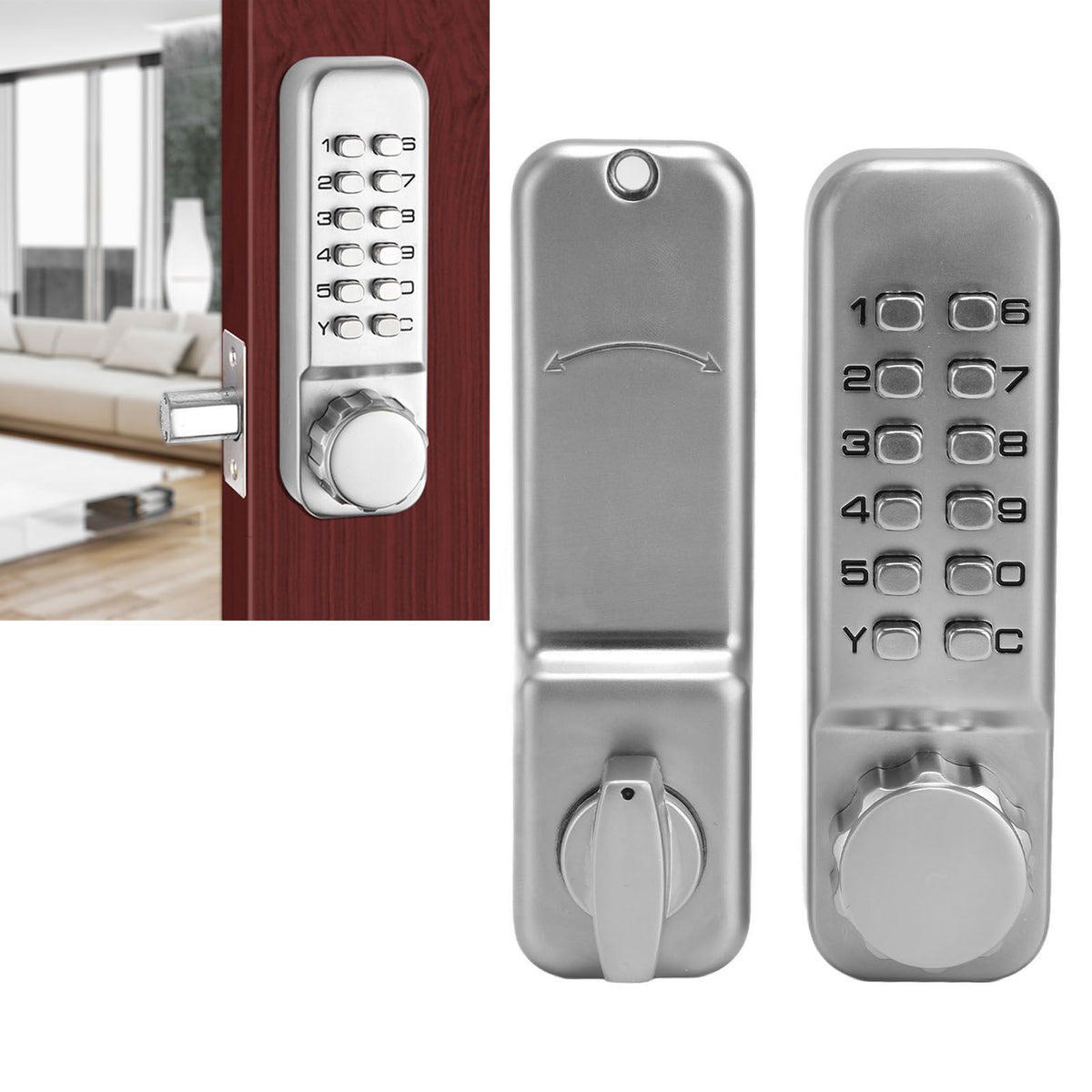 Digit Password Lock Zinc Alloy Coded Door Lock Waterproof Keyless Door Lock for Home Office