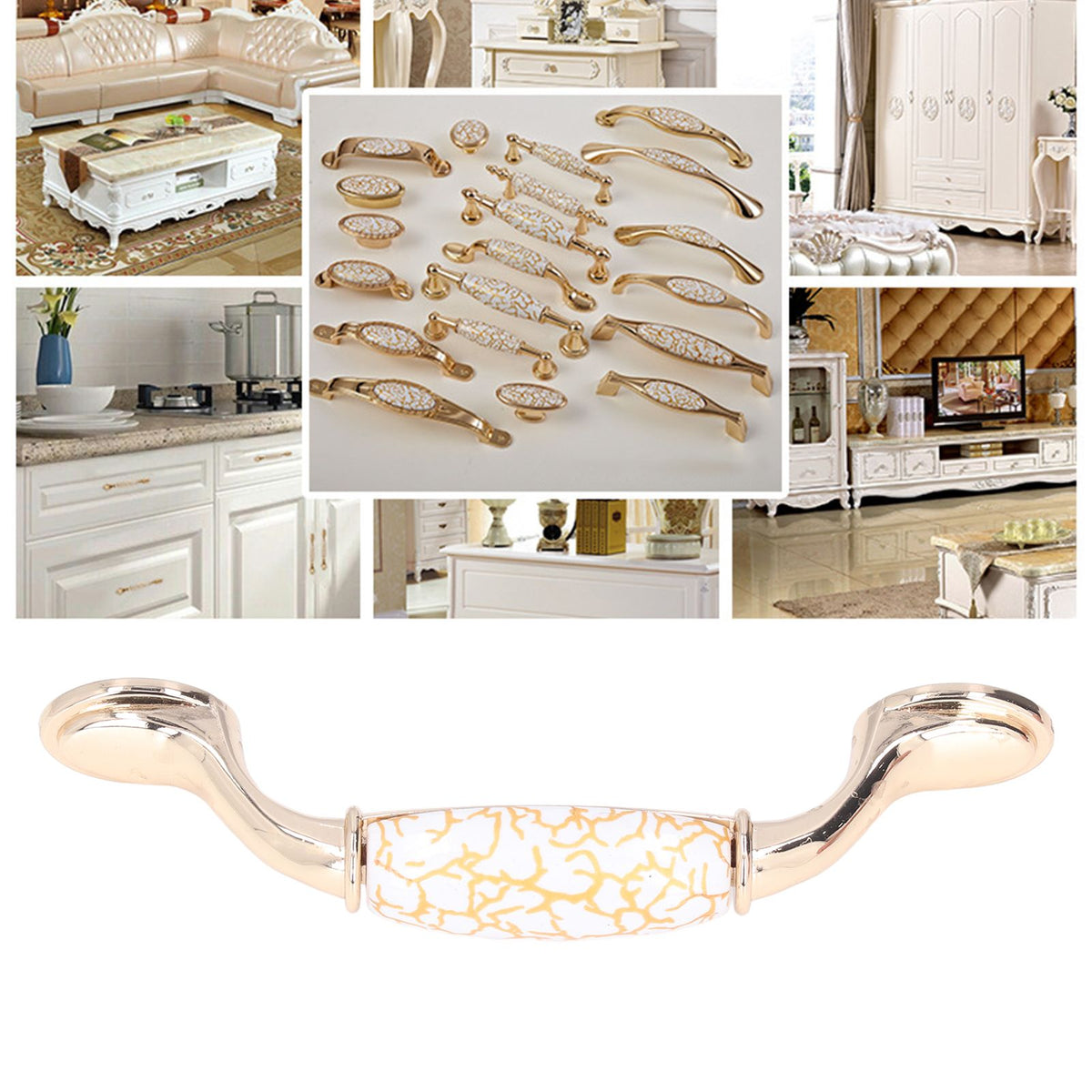 Nordic Golden Furniture Handle Light Luxury Drawer Wardrobe Cabinet Door Furniture Pulls Furniture Hardware1320C-60-96