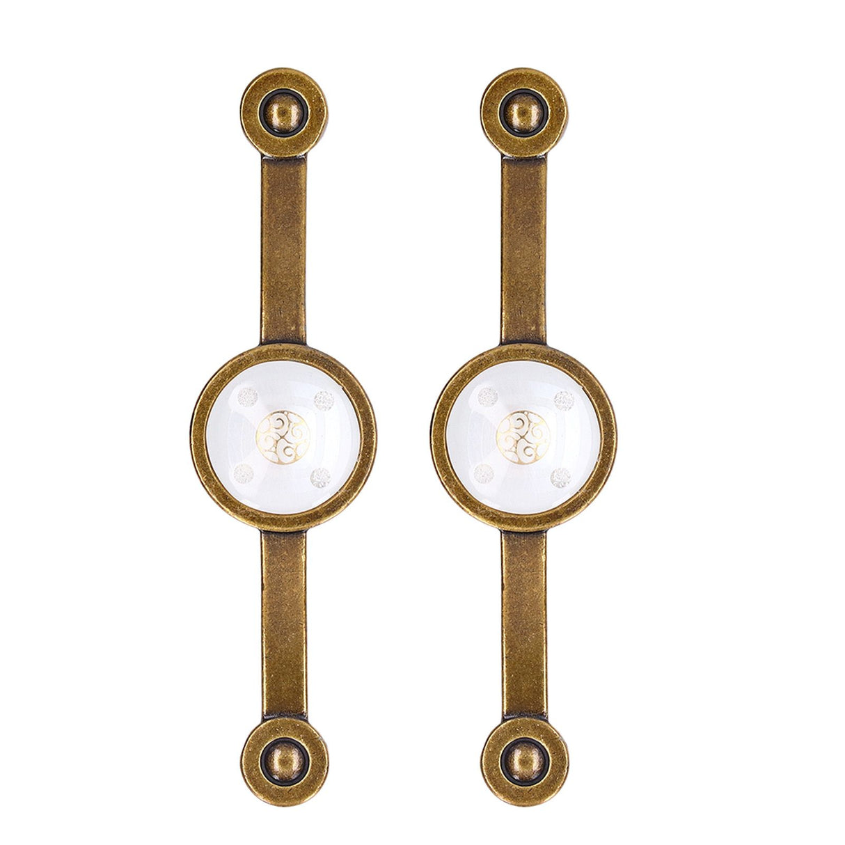 2 Pcs Zinc Alloy Antique Copper Handle European Modern Pastoral Color Acrylic Handle for Cabinet DrawerWhite