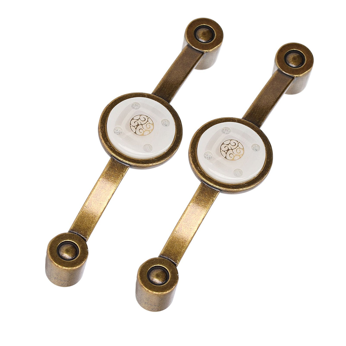 2 Pcs Zinc Alloy Antique Copper Handle European Modern Pastoral Color Acrylic Handle for Cabinet DrawerWhite