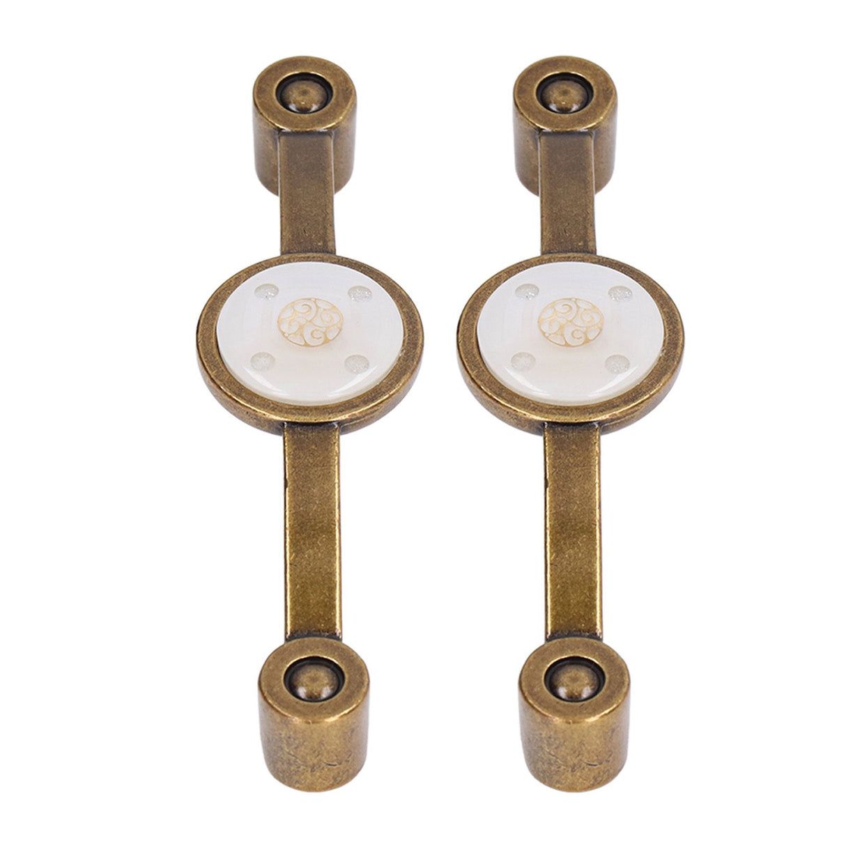 2 Pcs Zinc Alloy Antique Copper Handle European Modern Pastoral Color Acrylic Handle for Cabinet DrawerWhite
