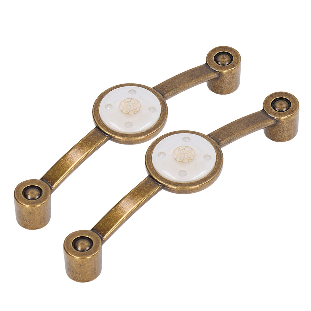 2 Pcs Zinc Alloy Antique Copper Handle European Modern Pastoral Color Acrylic Handle for Cabinet DrawerWhite
