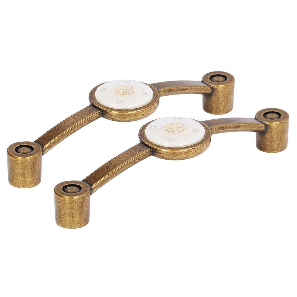 2 Pcs Zinc Alloy Antique Copper Handle European Modern Pastoral Color Acrylic Handle for Cabinet DrawerWhite