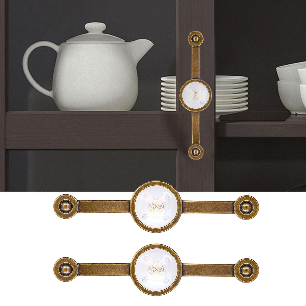 2 Pcs Zinc Alloy Antique Copper Handle European Modern Pastoral Color Acrylic Handle for Cabinet DrawerWhite