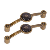 2 Pcs Zinc Alloy Antique Copper Handle European Modern Pastoral Color Acrylic Handle for Cabinet DrawerBrown - Front View