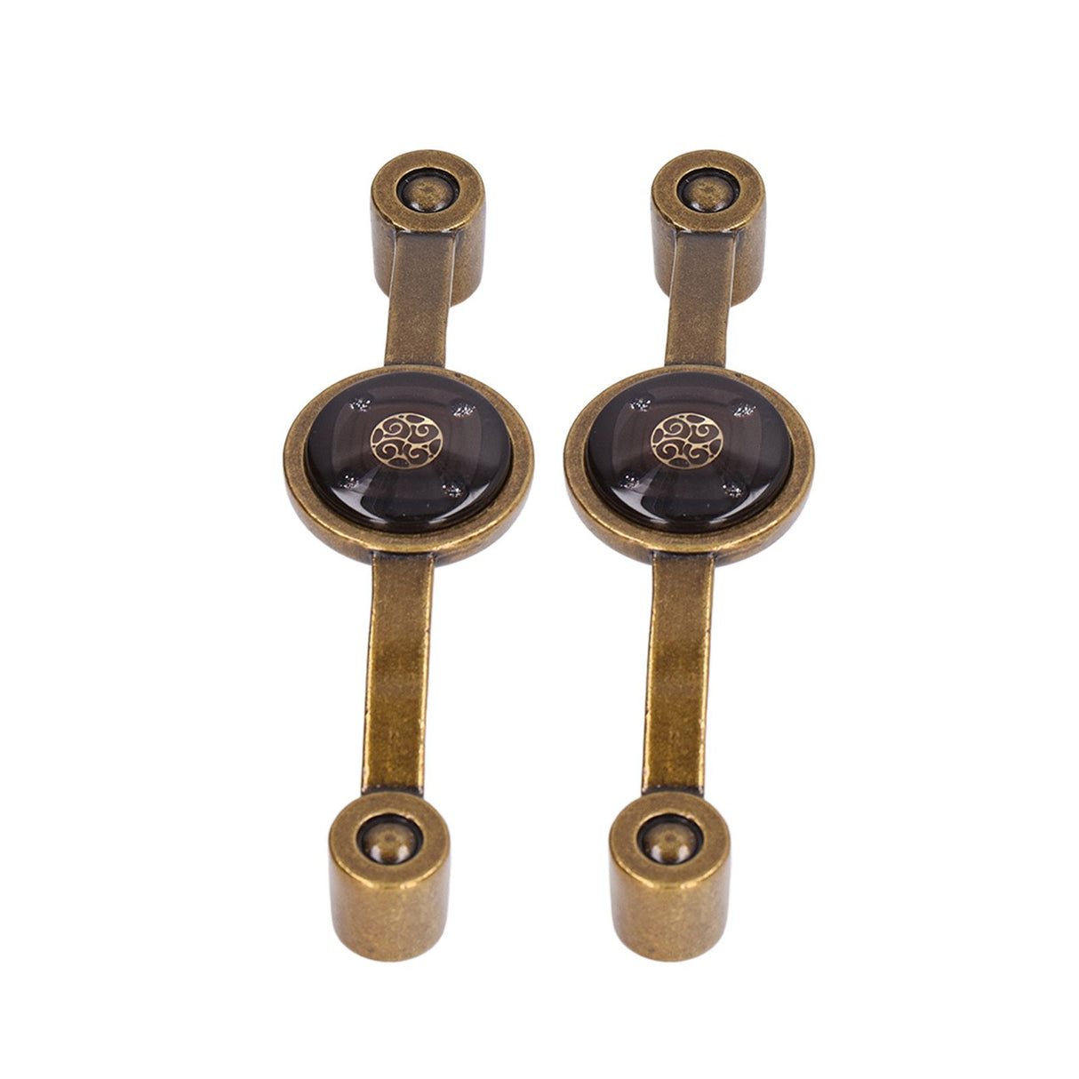 2 Pcs Zinc Alloy Antique Copper Handle European Modern Pastoral Color Acrylic Handle for Cabinet DrawerBrown