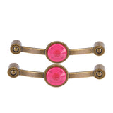 2 Pcs Zinc Alloy Antique Copper Handle European Modern Pastoral Color Acrylic Handle for Cabinet DrawerPink - Rear View
