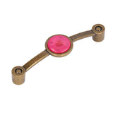 2 Pcs Zinc Alloy Antique Copper Handle European Modern Pastoral Color Acrylic Handle for Cabinet DrawerPink