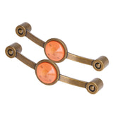 2 Pcs Zinc Alloy Antique Copper Handle European Modern Pastoral Color Acrylic Handle for Cabinet DrawerOrange