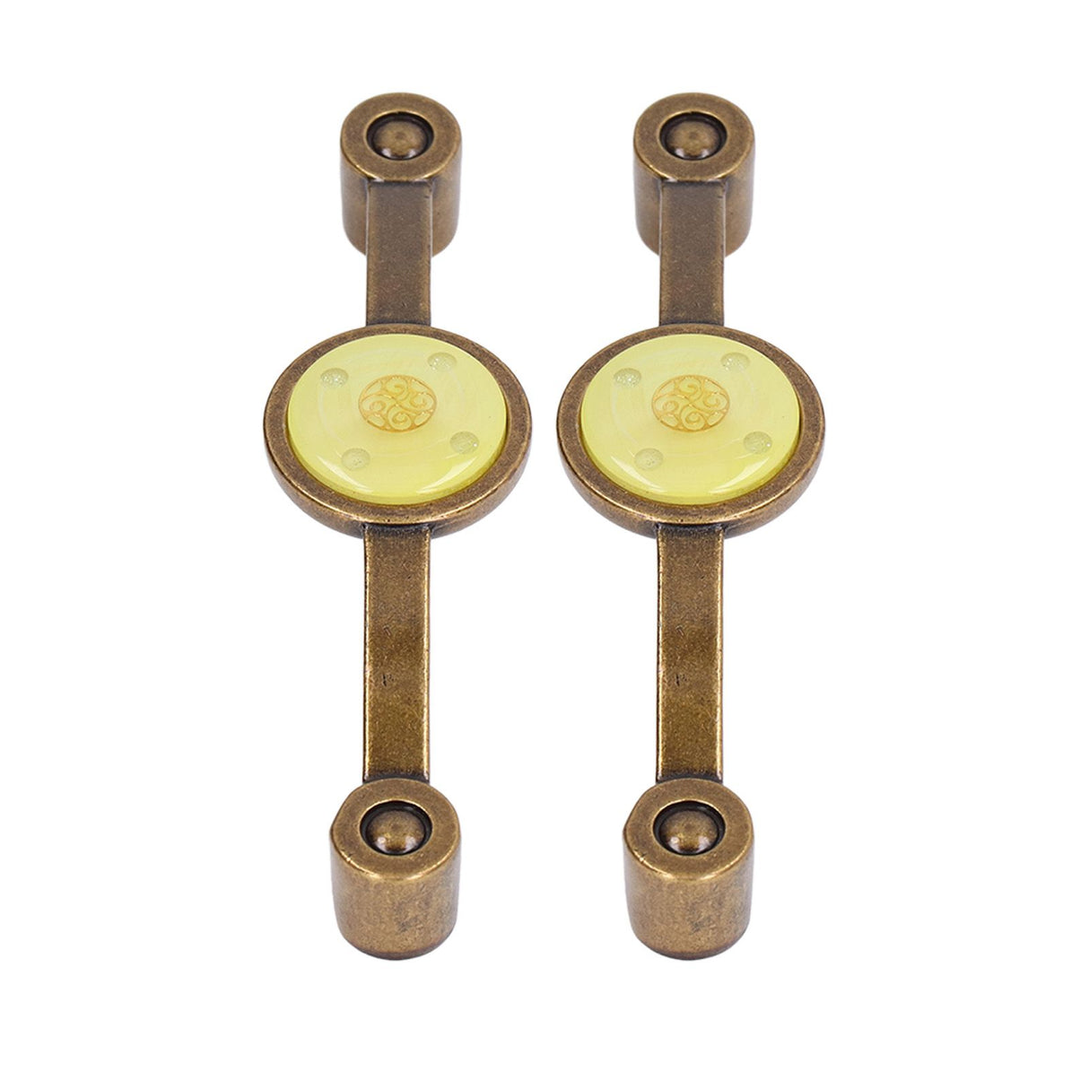 2 Pcs Zinc Alloy Antique Copper Handle European Modern Pastoral Color Acrylic Handle for Cabinet DrawerYellow