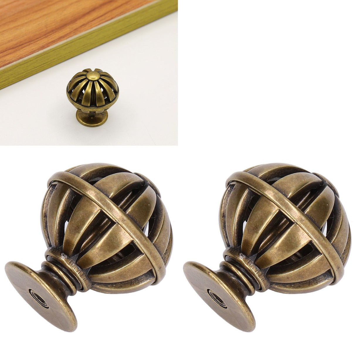 2Set Cabinet Knob Birdcage Hollow Closet Drawer Knob Zinc Alloy Wardrobe Knob for Home Decoration366 Birdcage Bronze