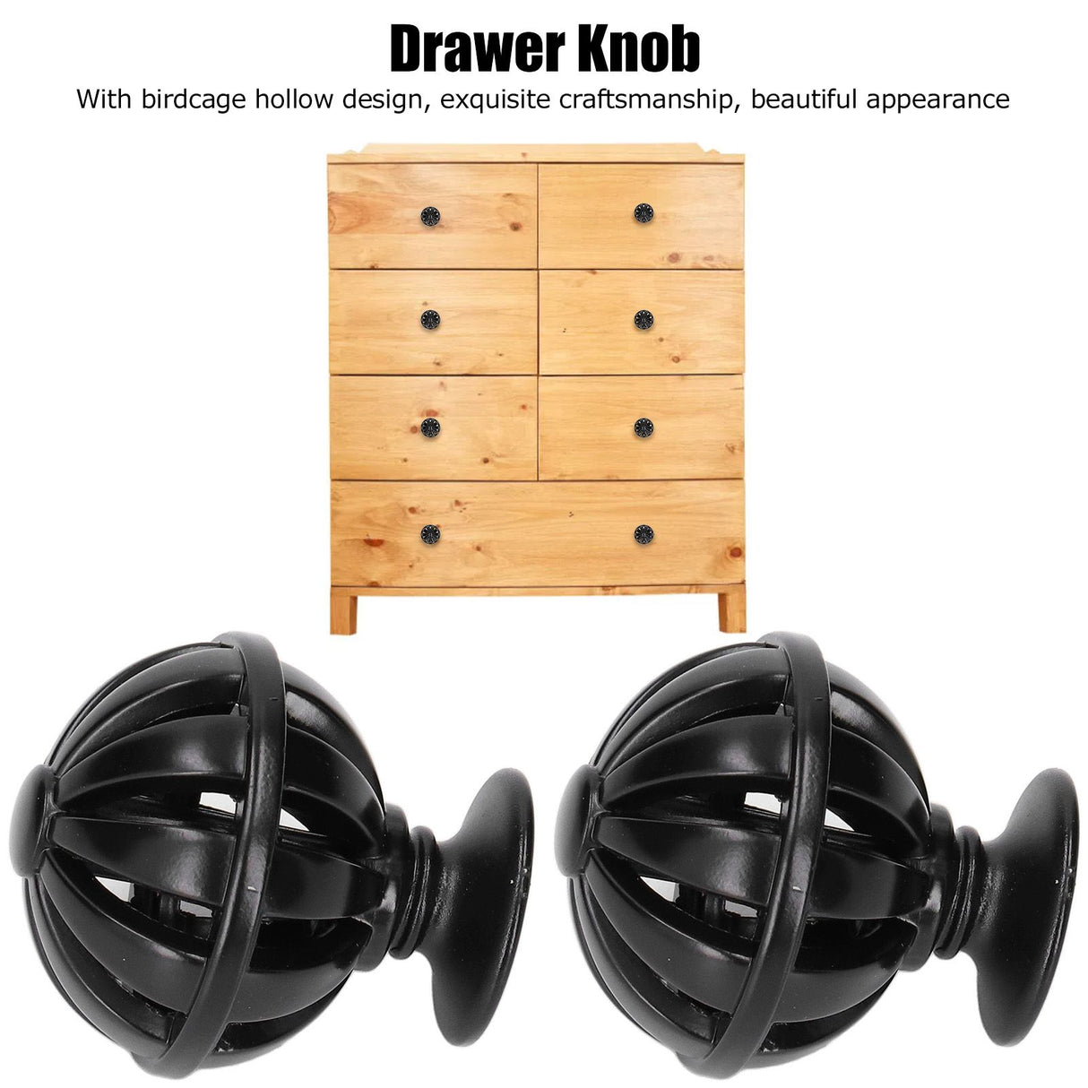 2Set Cabinet Knob Birdcage Hollow Closet Drawer Knob Zinc Alloy Wardrobe Knob for Home Decoration366 Birdcage Black