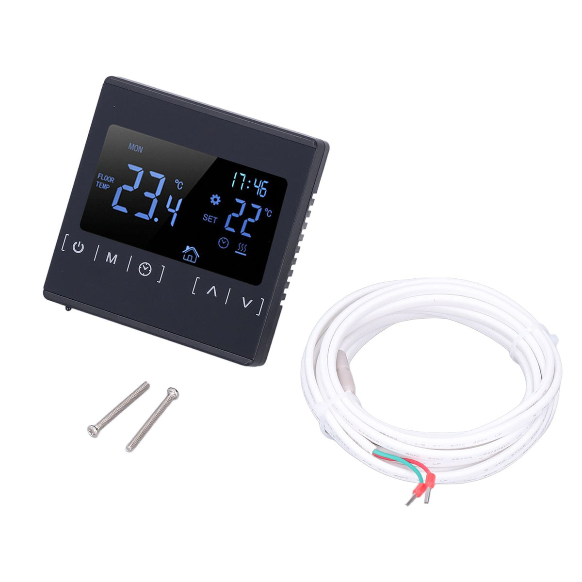 Touch Screen Thermostat Dual Temperature Control 16A Electric Floor Heating Thermoregulator AC85V‑240V