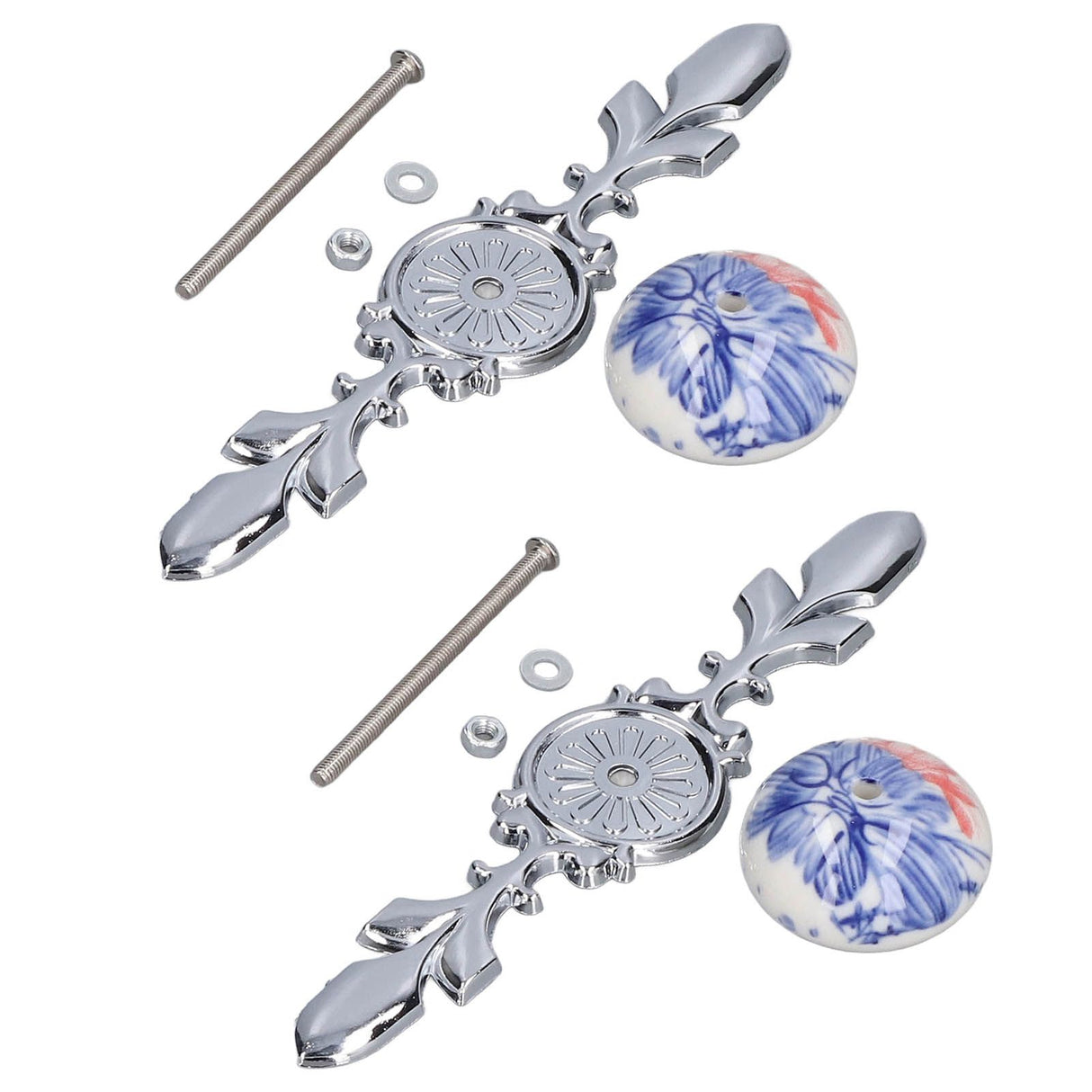 2pcs/set Ceramic Cabinet Handle Modern Simple Style Hand Painted Ceramic Cabinet Knobs1060D Plantain Blue and White Porcelain