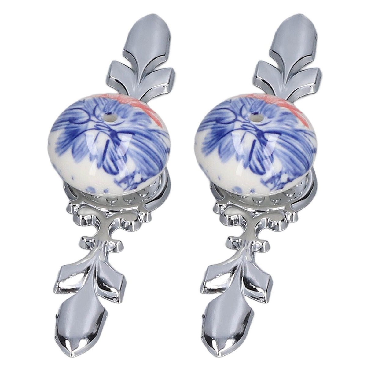 2pcs/set Ceramic Cabinet Handle Modern Simple Style Hand Painted Ceramic Cabinet Knobs1060D Plantain Blue and White Porcelain