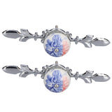 2pcs/set Ceramic Cabinet Handle Modern Simple Style Hand Painted Ceramic Cabinet Knobs1060D Plantain Blue and White Porcelain - Low Angle
