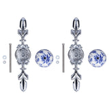 2pcs/set Ceramic Cabinet Handle Modern Simple Style Hand Painted Ceramic Cabinet Knobs1060D Rich Flower Blue and White Porcelain