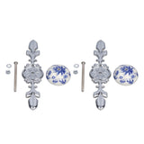 2pcs/set Ceramic Cabinet Handle Modern Simple Style Hand Painted Ceramic Cabinet Knobs1060D Rich Flower Blue and White Porcelain