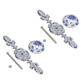 2pcs/set Ceramic Cabinet Handle Modern Simple Style Hand Painted Ceramic Cabinet Knobs1060D Rich Flower Blue and White Porcelain