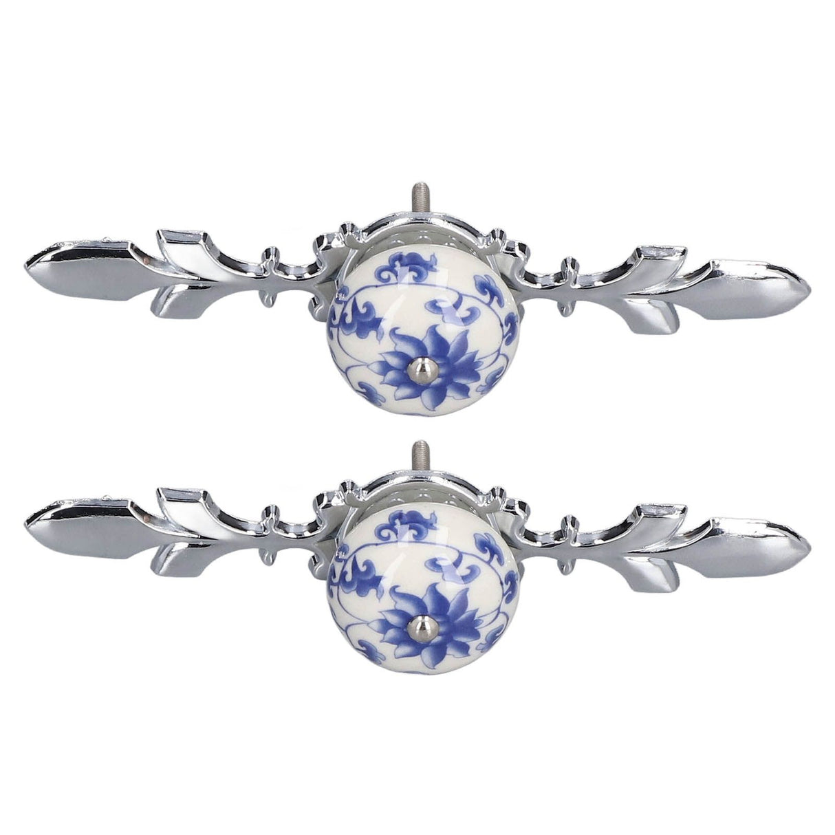 2pcs/set Ceramic Cabinet Handle Modern Simple Style Hand Painted Ceramic Cabinet Knobs1060D Rich Flower Blue and White Porcelain