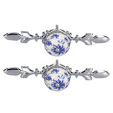 2pcs/set Ceramic Cabinet Handle Modern Simple Style Hand Painted Ceramic Cabinet Knobs1060D Rich Flower Blue and White Porcelain - Top-Down View