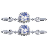 2pcs/set Ceramic Cabinet Handle Modern Simple Style Hand Painted Ceramic Cabinet Knobs1060D Rich Flower Blue and White Porcelain - Rear View