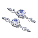 2pcs/set Ceramic Cabinet Handle Modern Simple Style Hand Painted Ceramic Cabinet Knobs1060D Rich Flower Blue and White Porcelain