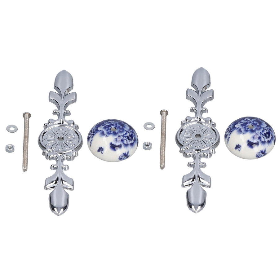 2pcs/set Ceramic Cabinet Handle Modern Simple Style Hand Painted Ceramic Cabinet Knobs1060D Peony Blue and White Porcelain