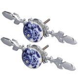 2pcs/set Ceramic Cabinet Handle Modern Simple Style Hand Painted Ceramic Cabinet Knobs1060D Peony Blue and White Porcelain