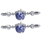 2pcs/set Ceramic Cabinet Handle Modern Simple Style Hand Painted Ceramic Cabinet Knobs1060D Peony Blue and White Porcelain - Rear View