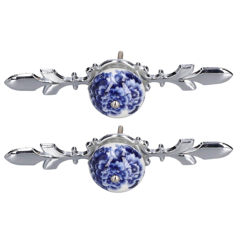 2pcs/set Ceramic Cabinet Handle Modern Simple Style Hand Painted Ceramic Cabinet Knobs1060D Peony Blue and White Porcelain