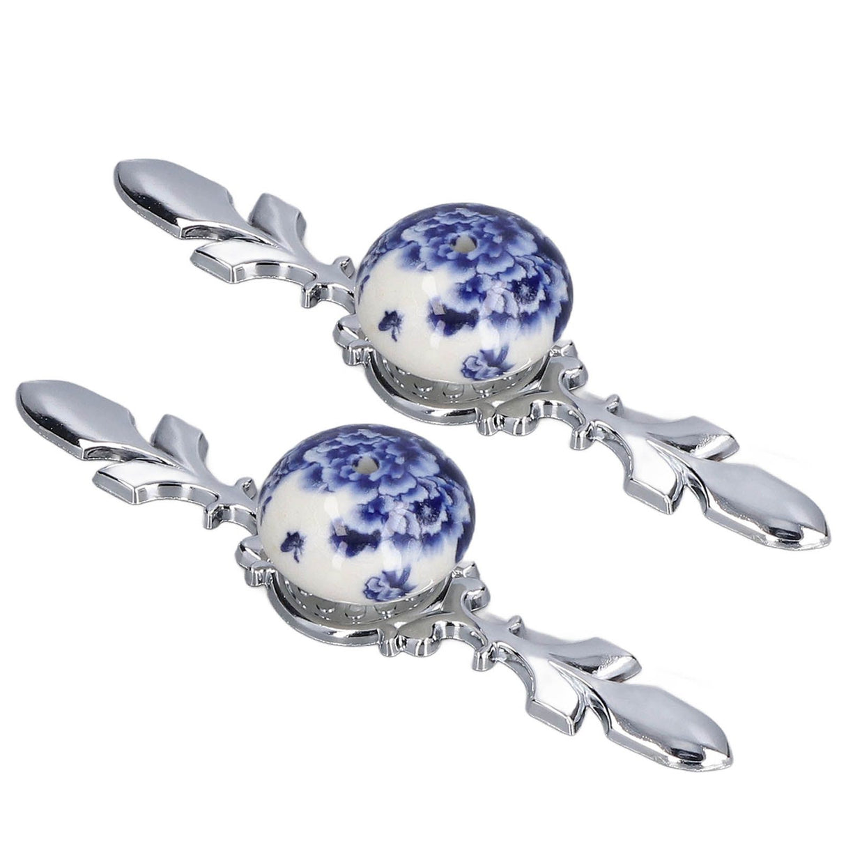 2pcs/set Ceramic Cabinet Handle Modern Simple Style Hand Painted Ceramic Cabinet Knobs1060D Peony Blue and White Porcelain