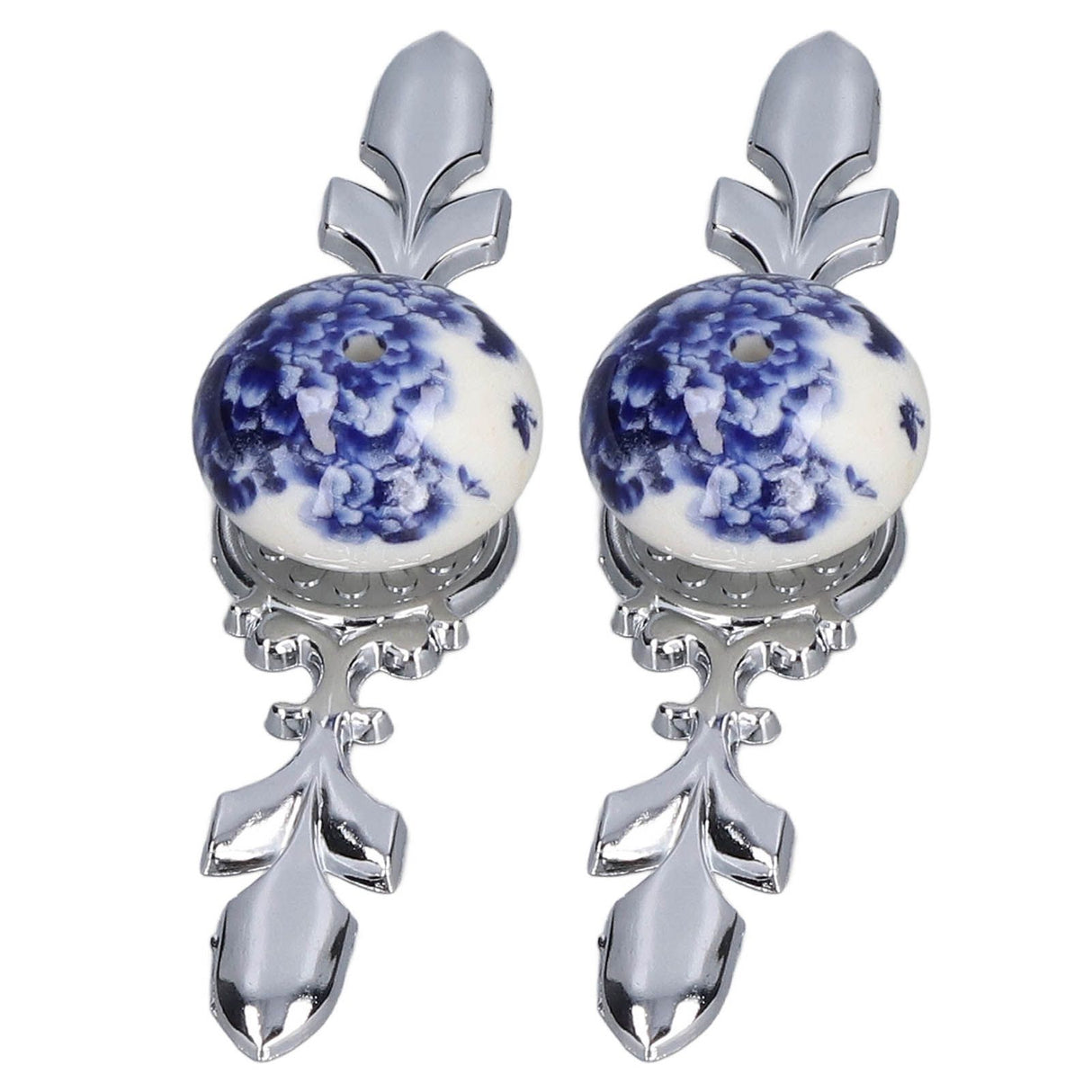 2pcs/set Ceramic Cabinet Handle Modern Simple Style Hand Painted Ceramic Cabinet Knobs1060D Peony Blue and White Porcelain