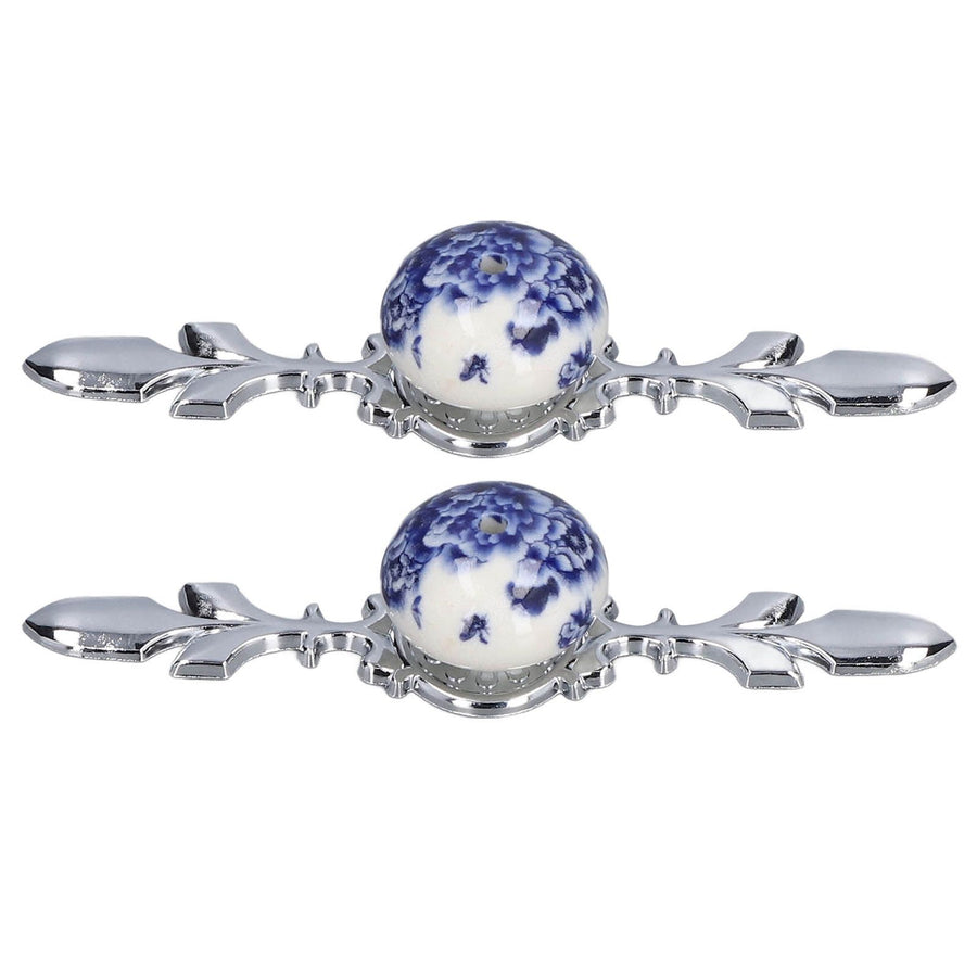 2pcs/set Ceramic Cabinet Handle Modern Simple Style Hand Painted Ceramic Cabinet Knobs1060D Peony Blue and White Porcelain