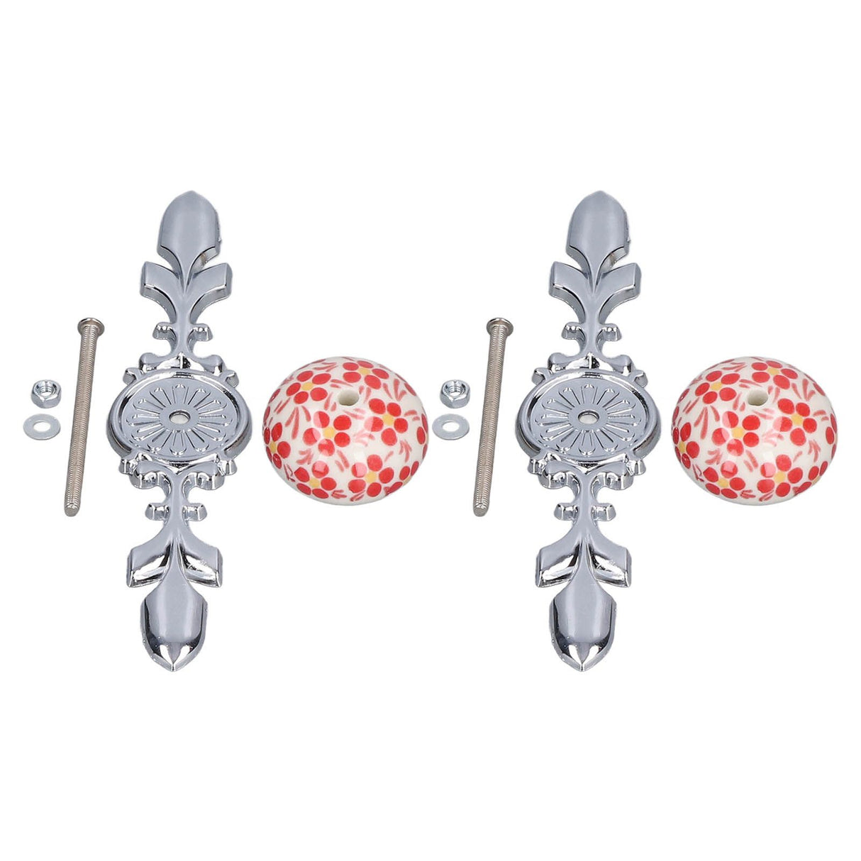 2pcs/set Ceramic Cabinet Handle Modern Simple Style Hand Painted Ceramic Cabinet Knobs1060D Red Flower Blue and White Porcelain