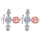 2pcs/set Ceramic Cabinet Handle Modern Simple Style Hand Painted Ceramic Cabinet Knobs1060D Red Flower Blue and White Porcelain - Front View