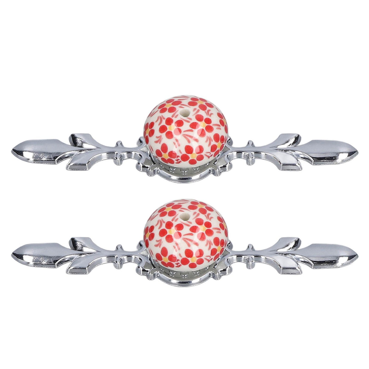 2pcs/set Ceramic Cabinet Handle Modern Simple Style Hand Painted Ceramic Cabinet Knobs1060D Red Flower Blue and White Porcelain
