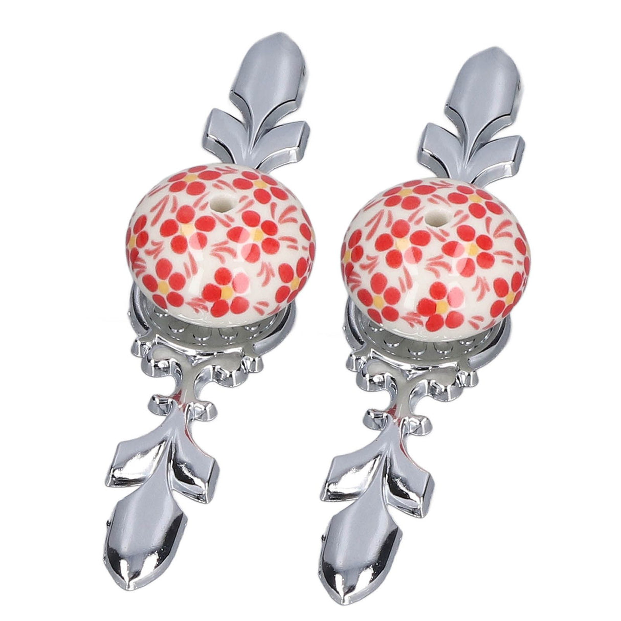 2pcs/set Ceramic Cabinet Handle Modern Simple Style Hand Painted Ceramic Cabinet Knobs1060D Red Flower Blue and White Porcelain