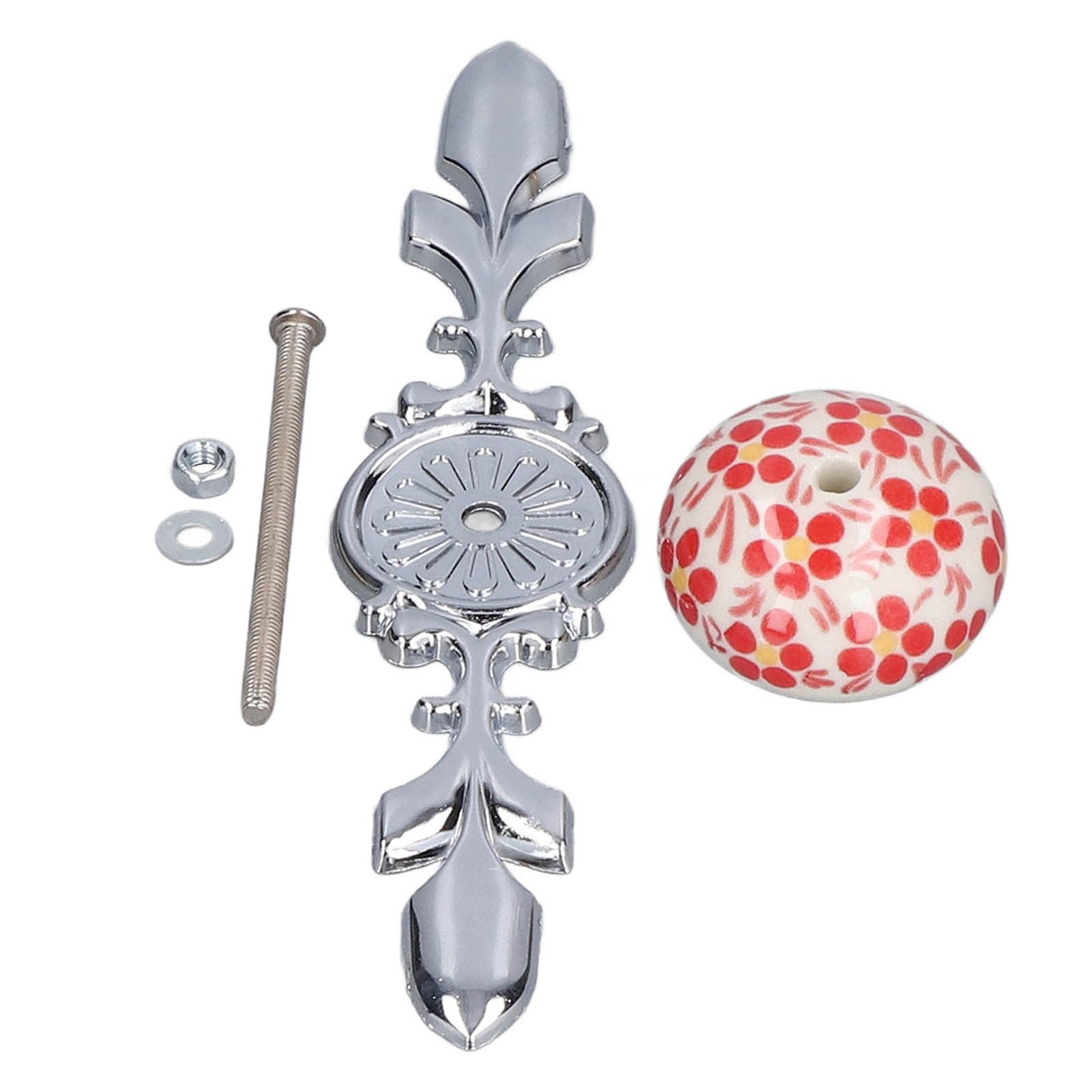 2pcs/set Ceramic Cabinet Handle Modern Simple Style Hand Painted Ceramic Cabinet Knobs1060D Red Flower Blue and White Porcelain