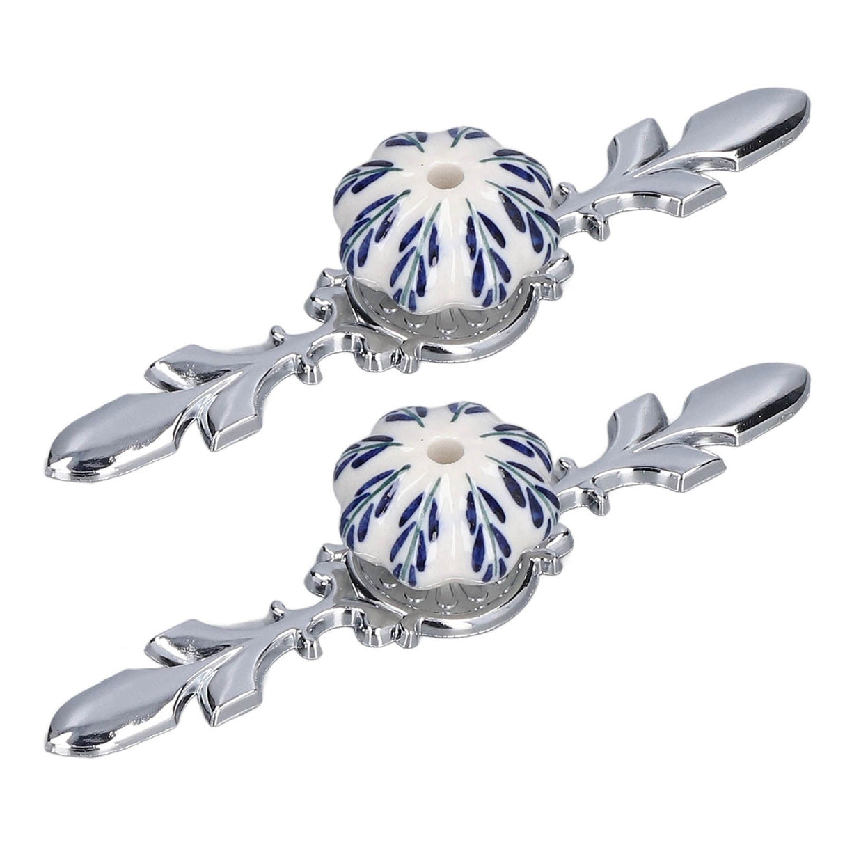 2pcs/set Ceramic Cabinet Handle Modern Simple Style Hand Painted Ceramic Cabinet Knobs1061D Pachira Macrocarpa Blue and White Porcelain