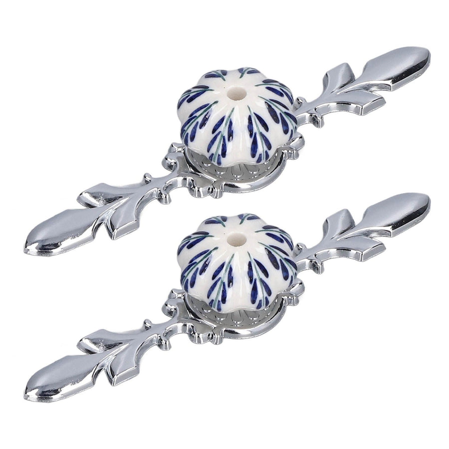 2pcs/set Ceramic Cabinet Handle Modern Simple Style Hand Painted Ceramic Cabinet Knobs1061D Pachira Macrocarpa Blue and White Porcelain