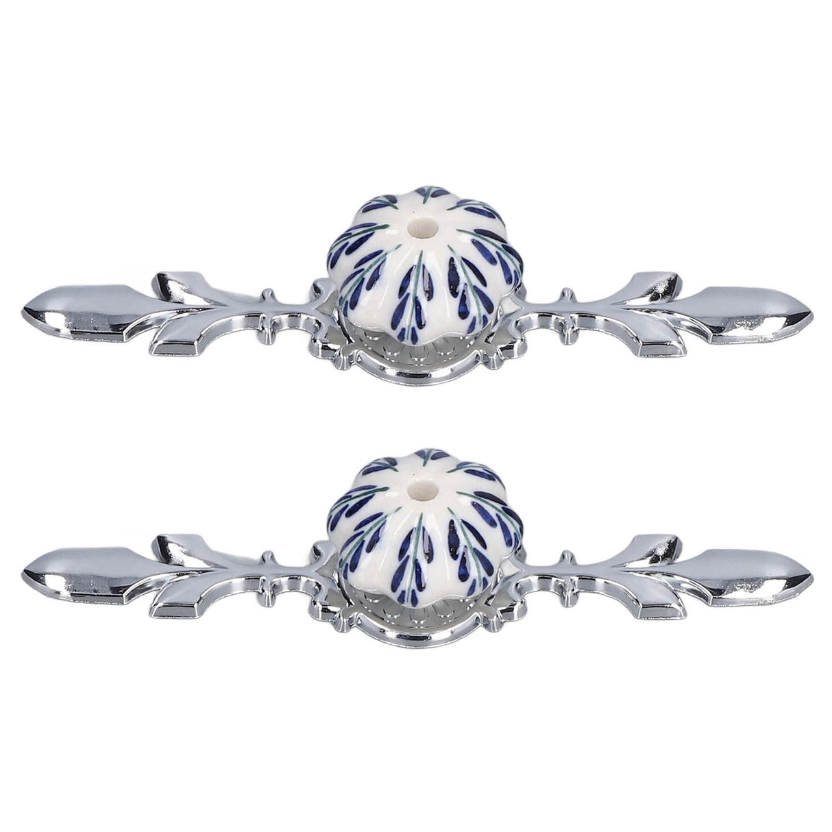 2pcs/set Ceramic Cabinet Handle Modern Simple Style Hand Painted Ceramic Cabinet Knobs1061D Pachira Macrocarpa Blue and White Porcelain