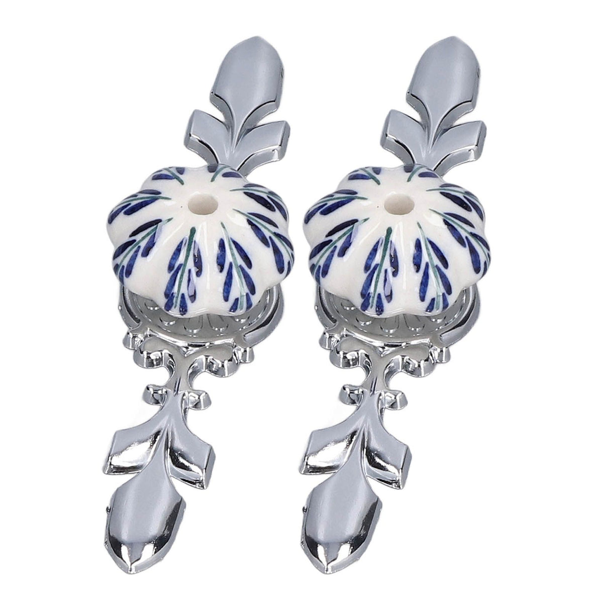 2pcs/set Ceramic Cabinet Handle Modern Simple Style Hand Painted Ceramic Cabinet Knobs1061D Pachira Macrocarpa Blue and White Porcelain