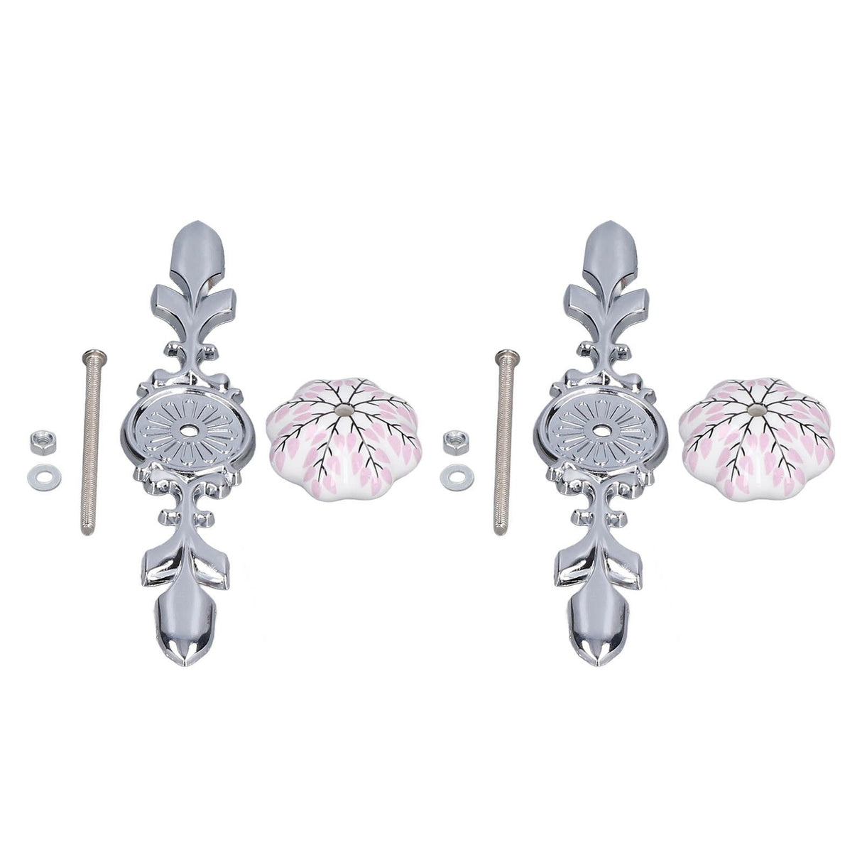 2pcs/set Ceramic Cabinet Handle Modern Simple Style Hand Painted Ceramic Cabinet Knobs1061D Flower Pattern