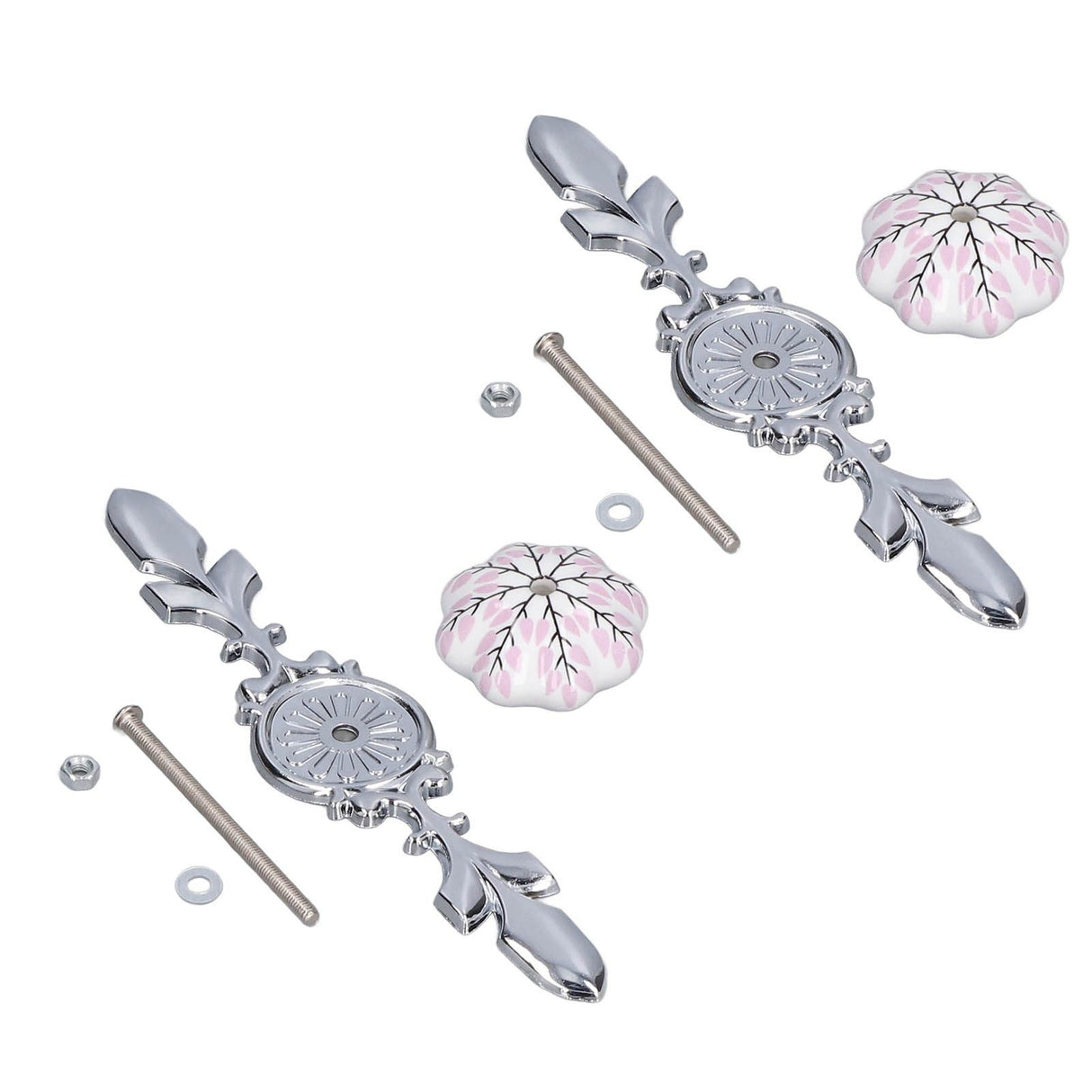 2pcs/set Ceramic Cabinet Handle Modern Simple Style Hand Painted Ceramic Cabinet Knobs1061D Flower Pattern