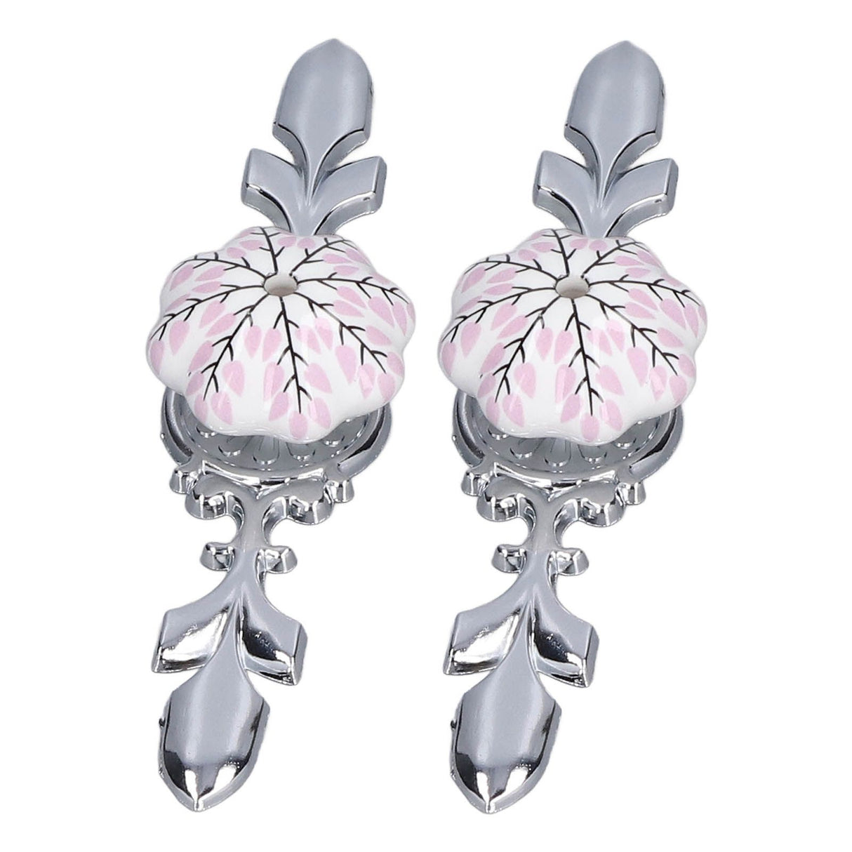2pcs/set Ceramic Cabinet Handle Modern Simple Style Hand Painted Ceramic Cabinet Knobs1061D Flower Pattern