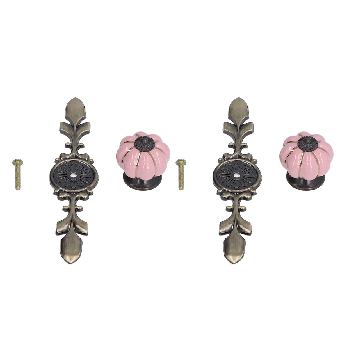 2pcs/set Hand Painted Pumpkin Drawer Knobs Chinese Pastoral Style Ceramic Cabinet HandlePink