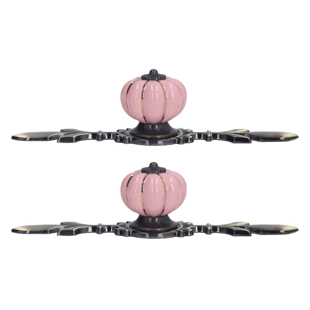 2pcs/set Hand Painted Pumpkin Drawer Knobs Chinese Pastoral Style Ceramic Cabinet HandlePink