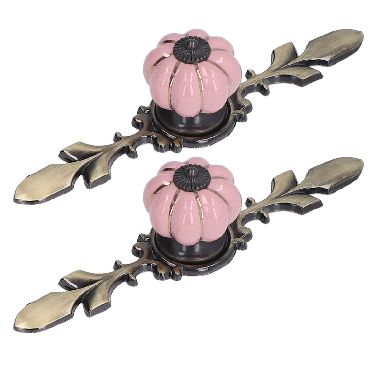2pcs/set Hand Painted Pumpkin Drawer Knobs Chinese Pastoral Style Ceramic Cabinet HandlePink